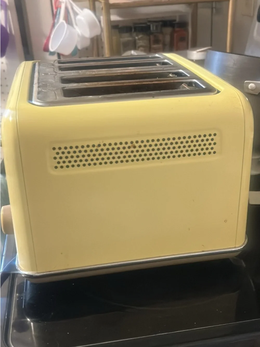 BUYDEEM 4-Slice Toaster Cream Beige Retro Style Wide Slots